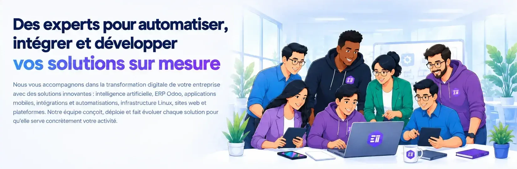 Elca Tech & Trade : des experts pour automatiser, intégrer et développer vos solutions sur mesure - applications mobiles, ERP Odoo, intégrations et automatisations, IA et intelligence artificielle
